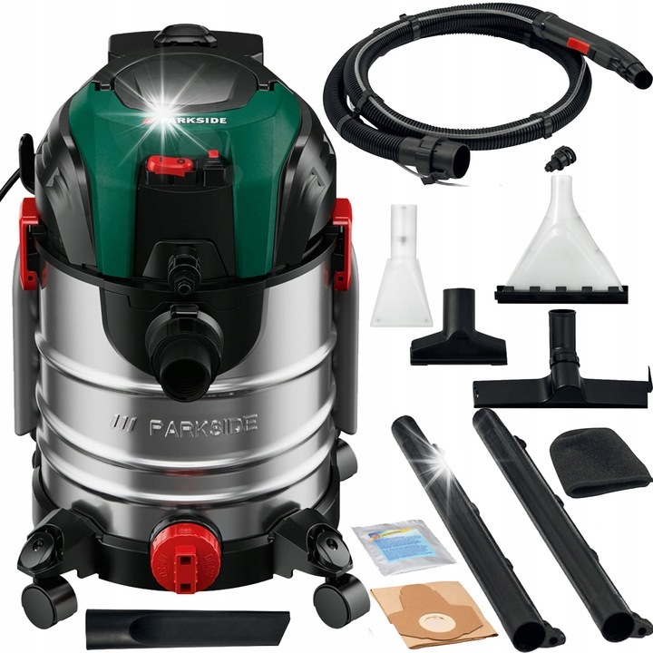 Aspirator Parkside PWS 20, 1600 W, 250 AirWatt, 4 l, inox, 44.1x44.1x52.5 cm