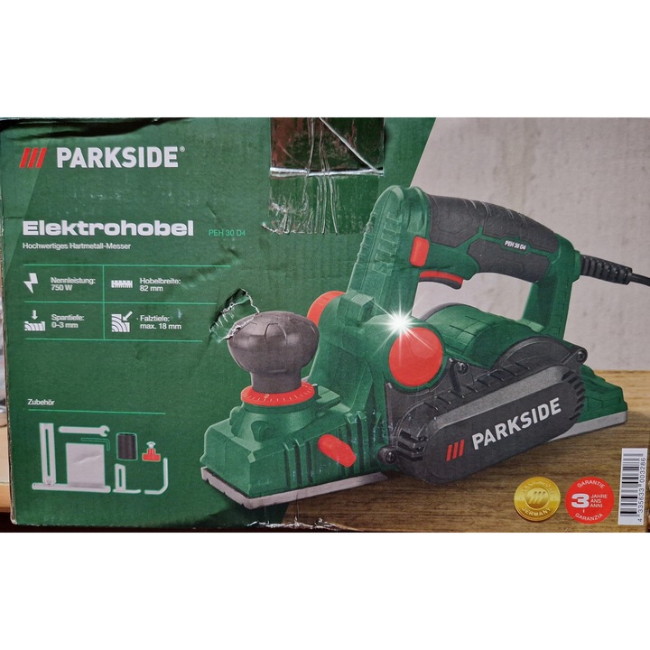 Rindele electrice Parkside PEH 30 D4 750W, 82mm latime, 0-3mm adancime, set cu accesorii