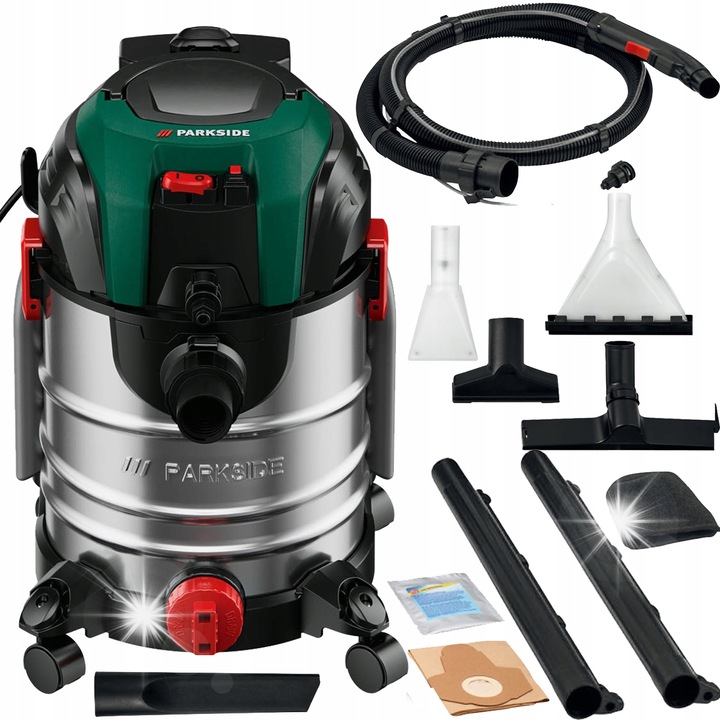 Parkside PWS 20 D3 ipari porszívó, 1600 W, 20 L, ezüst, száraz és nedves