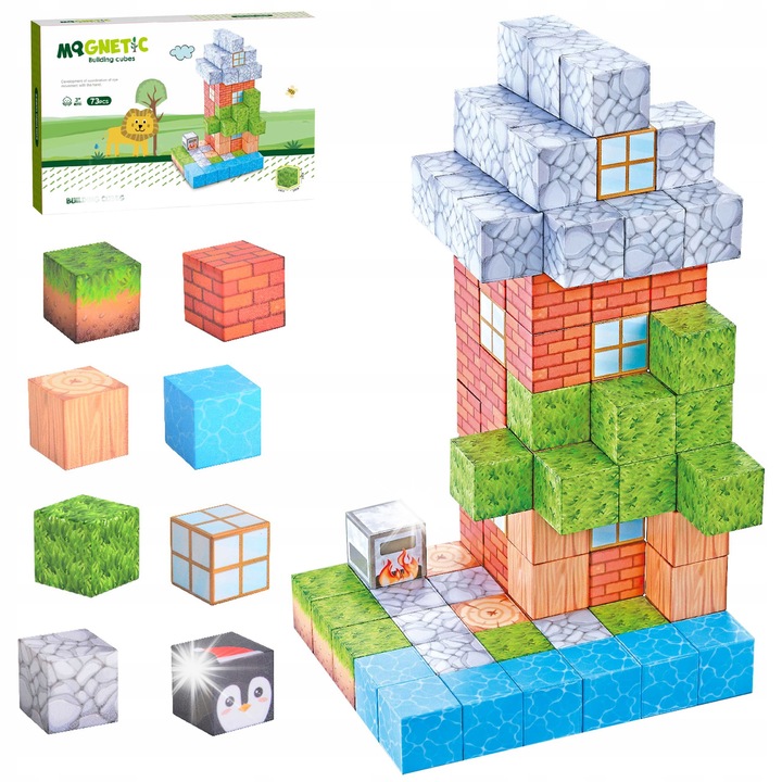 Madej mágneses építőkocka készlet, 73 darab, mérete 2,5x2,5x2,5cm, többszínű