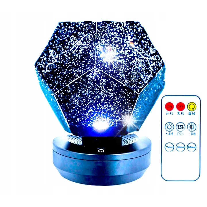 Lampa de veghe copii Perfectlife, proiectoare LED, 3 culori, cu telecomanda, 138x138x82mm