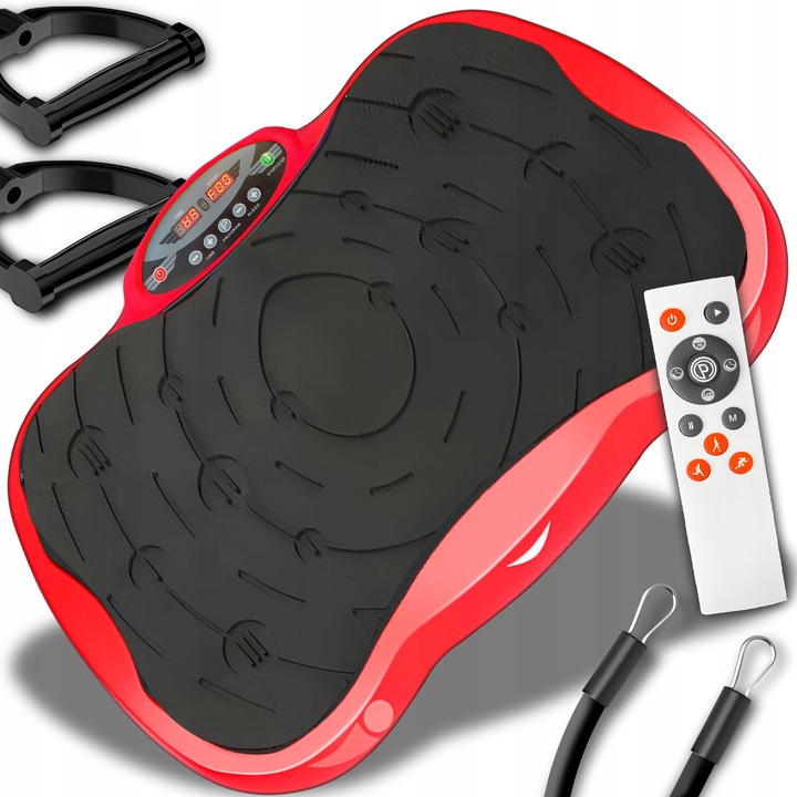 Platforma de masaj, RETOO, 10 programe, 3 intensitati, negru/rosu, 50x31x12 cm, set complet