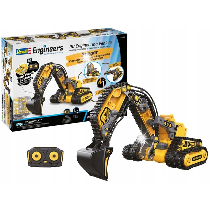Set de constructie Revell Pojazd ingineresc 4w1, 176 elemente, 23,5x16x11cm, controlat de la distanta