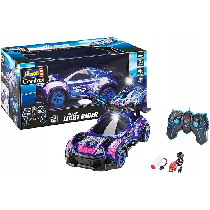 Masinuta RC Revell Light Rider 1:16, efecte luminoase, acumulator litiu-ion, 2,4GHz