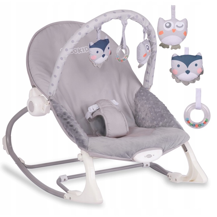 Leagan multifunctional, Ricokids, 2 in 1, cu vibratii, jucarii, 0-18 kg