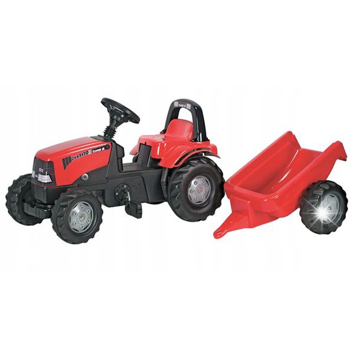 Tractor pe pedale cu remorcă, Rolly Toys, 134x47x55cm, Rosu / Negru