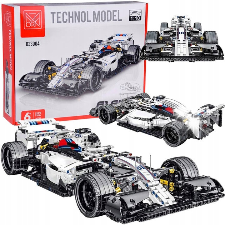 Építőkészlet F1.FW41 Bolid, Jokomisiada, 1152 elem, méretek 50x22x9cm, színek: fehér, fekete, arany