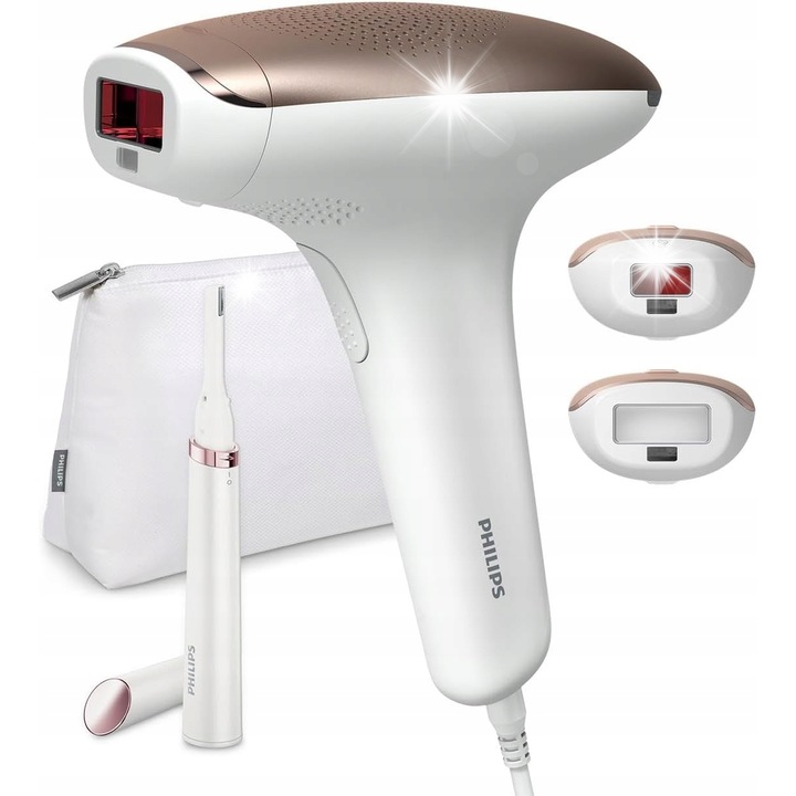 Епилатор IPL Philips Lumea + 3 приставки, тример, пълен комплект, многоцветен