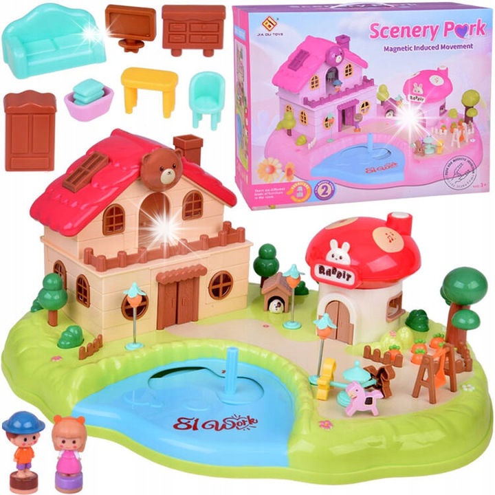 Interaktív mágneses ház mozgatható elemekkel, Jokomisiada, 36,5x33x7cm, többszínű, 3+ éves gyermekek számára