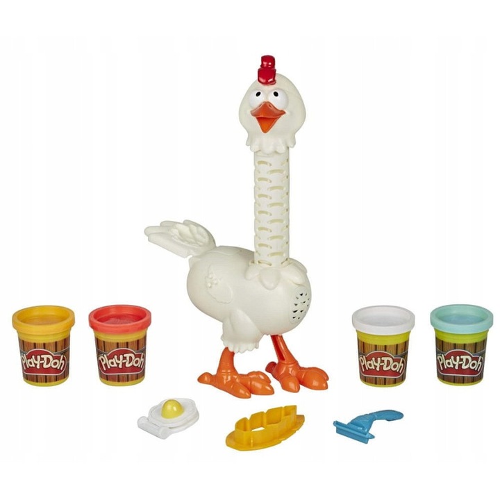 Set plastilina, Play-Doh, cu 4 Tuburi, Forma de Pui, Efecte Sonore