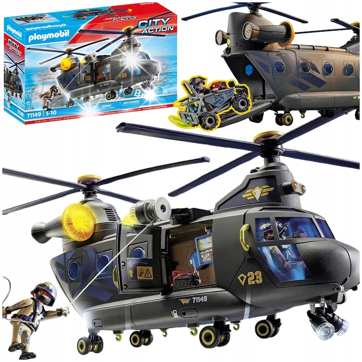 Комплект фигурки Playmobil City action, спасителен хеликоптер, 117 елемента, 2 фигурки SWAT, многоцветен