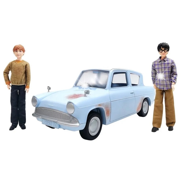 Harry Potter Kisautó Szett, Mattel, Lala Harry Potter és Ron Weasley, Ford Anglia, 6 év+