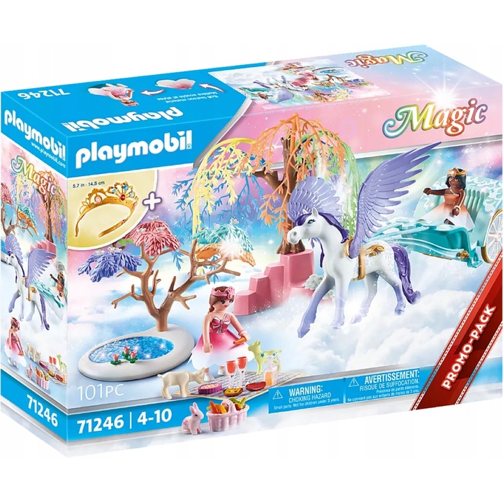 Set de constructie, Playmobil Picnic cu Caruta Pegasus, 2 printese, 101 elemente, multicolor