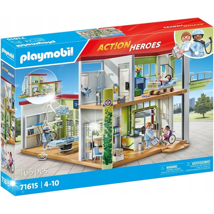 Set construcitie Playmobil 71615 Spital Modern, 165 elemente, 4+ ani, multicolor