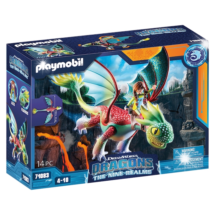 Комплект фигурки Playmobil Dragons The Nine Realms, Пиорка и Алекс, 14 елемента, 35x36x12см, за 4-10 години