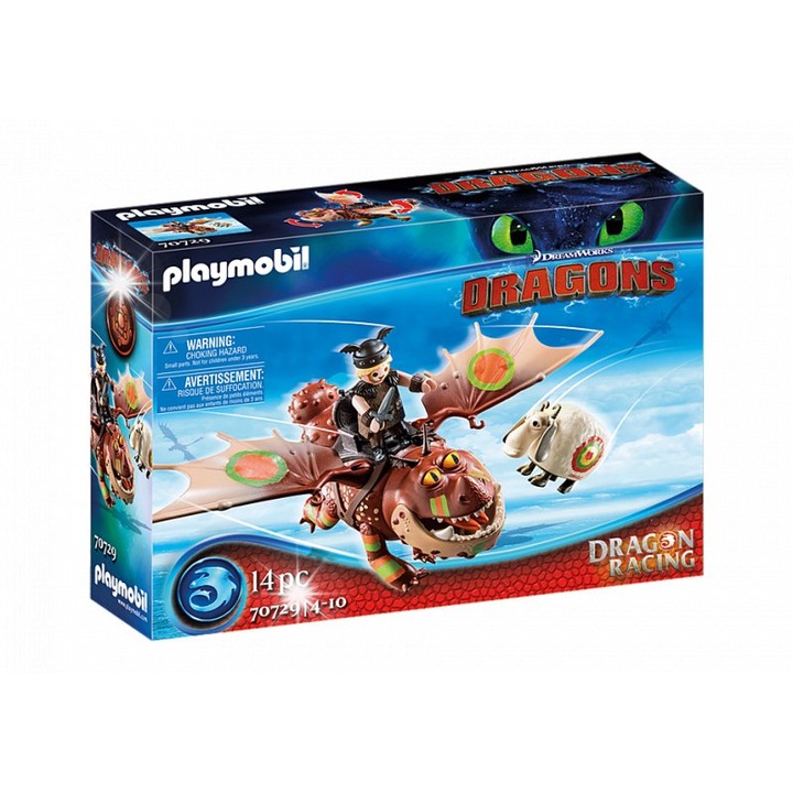 Set de constructie, Playmobil, Dragon Racing 70729, set, 14 piese, 18x28x18cm, multicolor
