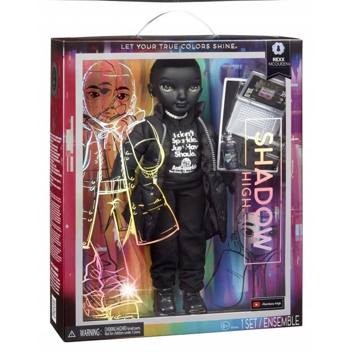 Set papusi Rainbow High Shadow, MGA, 5 papusi, 1 baiat, accesorii, multicolor
