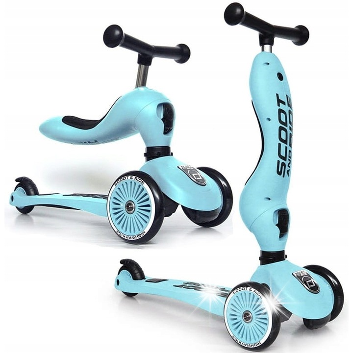 Trotineta 2 in 1 Scoot and Ride, albastru, inaltime reglabila, sistem de siguranta