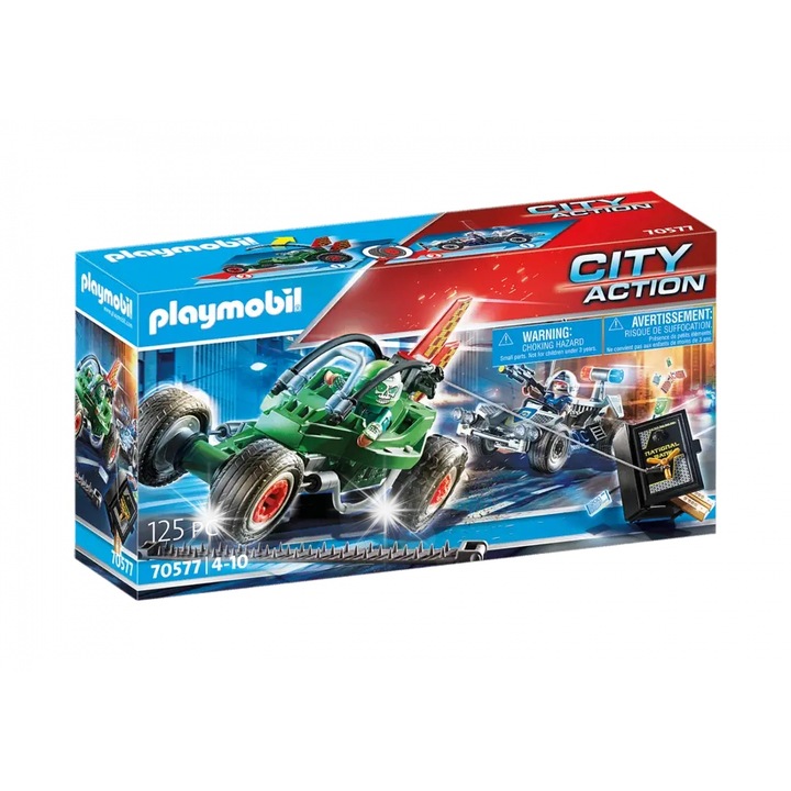 Masinuta set Playmobil City Action, gokart policie, 1 figurina, multicolor