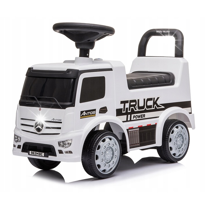 Camion Mercedes Antos, Milly Mally, alb, 44x26x60cm, cu volan interactiv si scaun confortabil