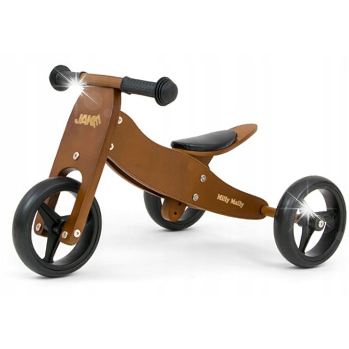 Tricicleta 2in1 Milly Mally Jake, Maro inchis, Dimensiuni 48x15x27cm, Roti din spuma 7"