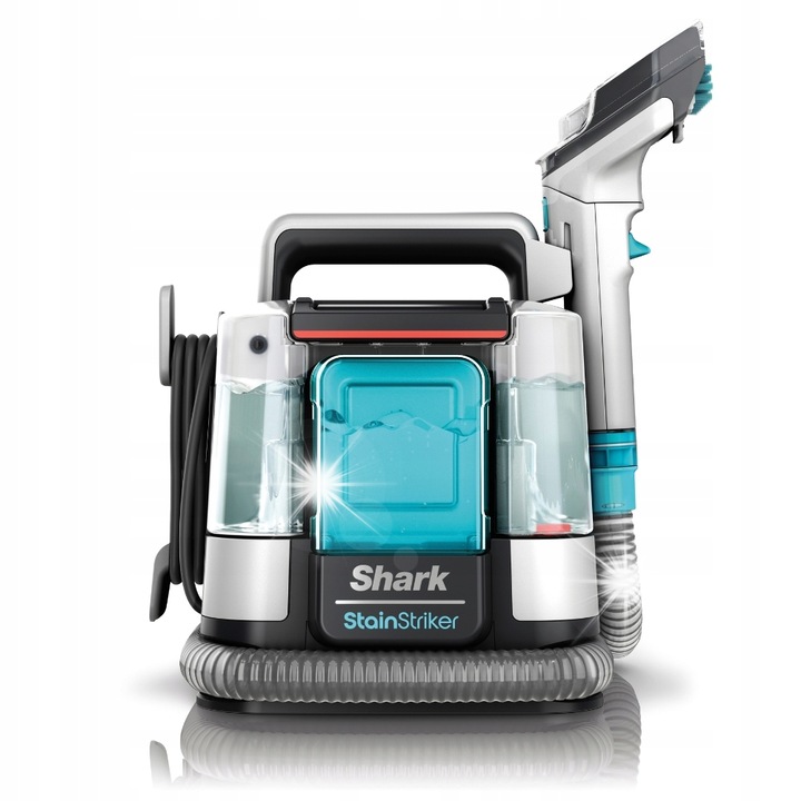 Aspirator spalator Shark StainStriker PX200EUT, 450W, alb/albastru, set cu 2 accesorii pentru indepartarea petelor