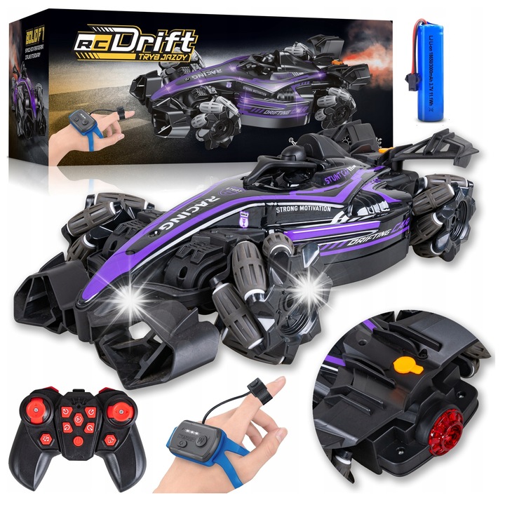 Masina RC Formula 4x4, Mink, control gestual si LED, fum, set complet