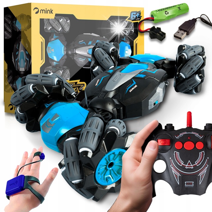 Távirányítós lánctalpas 4x4, Mink, gesztusvezérlés, LED világítás, 24x15x6cm