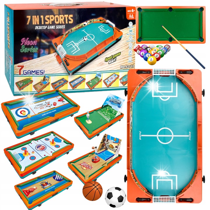 Set Jocuri Sportive 7in1, ProNice, 7 Terenuri Interchangeabile, Multicolor, pentru 2+ Jucatori