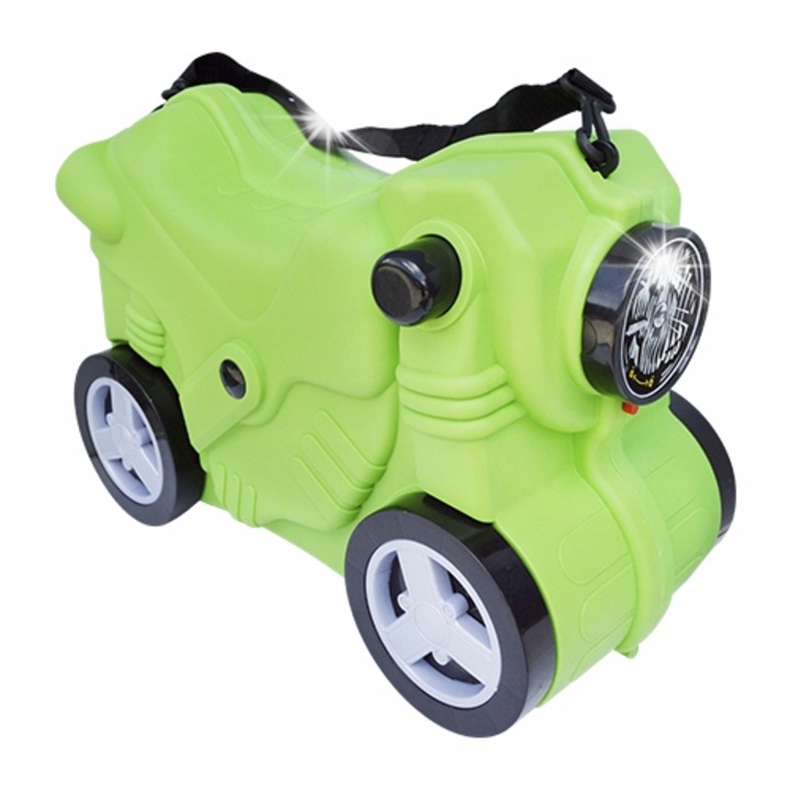 Детски куфар на колела Pulio, 3D, зелен, 35x48x23см, 20L, с колела и възможност за сядане