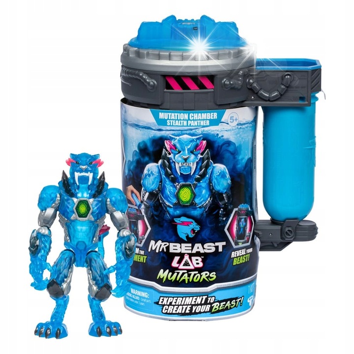 Фигурка Лос MrBeast Lab Mutators Stealth Panther, 13см, комплект с камера за мутация