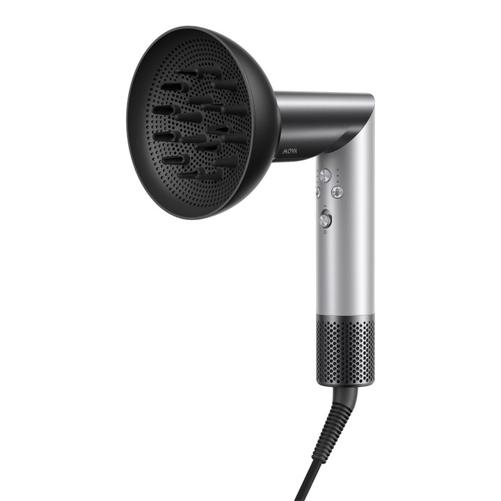 Mova Master 10 hajszárító, 1600W, 4 hőmérséklet, 3 sebesség, 8 kiegészítős készlet, ezüst, 292g