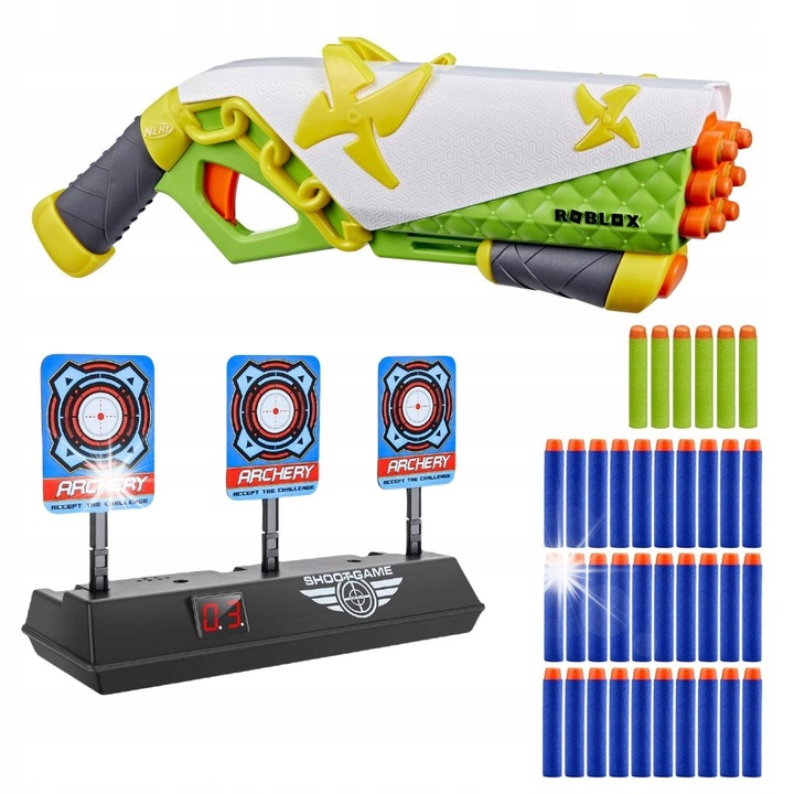 Пистолет за играчки Nerf Roblox Ninja Legends Shadow Sensei, комплект с електроника, 6 стрели Elite + 30 стрели, 20м, 8+