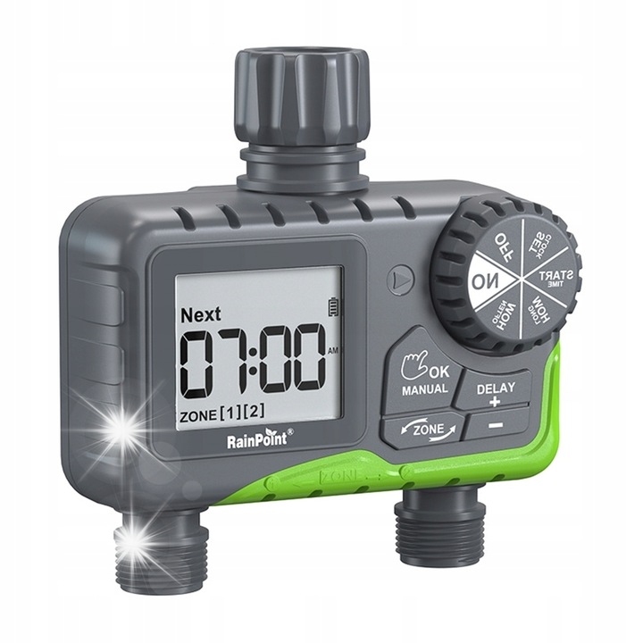 Programator de irigare RainPoint ITV205, 2 zone, IP65, 0.5-8 bar, 35 l/min