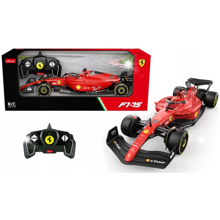 Masinuta Rastar model Ferrari F1 75 R/C 1:18, rosu, 2.4 GHz