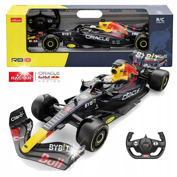 Rastar Red Bull Racing RB18 autó, 1:12, gránát, részletes, 47cm, játékszett gyerekeknek 6+
