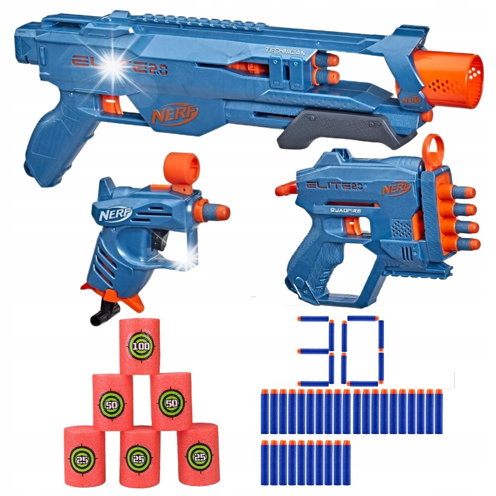 Set arme de jucarie Nerf Elite 2.0, 3x pistoale - eMAG.ro
