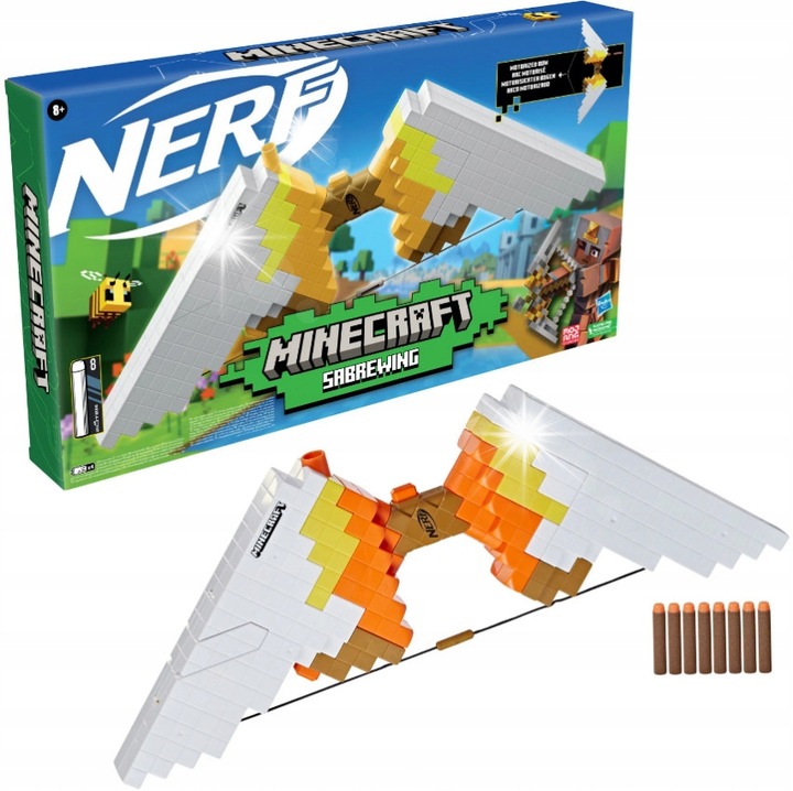 Детска играчка Nerf Minecraft Sabrewing, 8 стрелички, 71см
