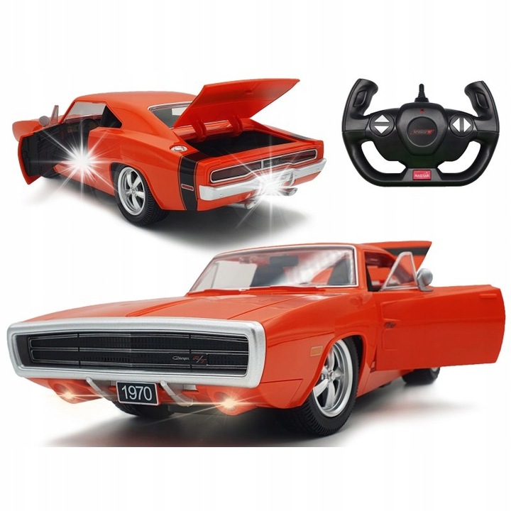 Masinuta Rastar Dodge Charger 1970, 1:16, nyitható ajtókkal, LED, 330x90x129mm