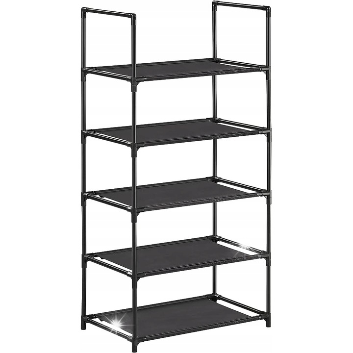 Songmics 5 szintes fém cipőtartó, fekete, 45x28x89cm