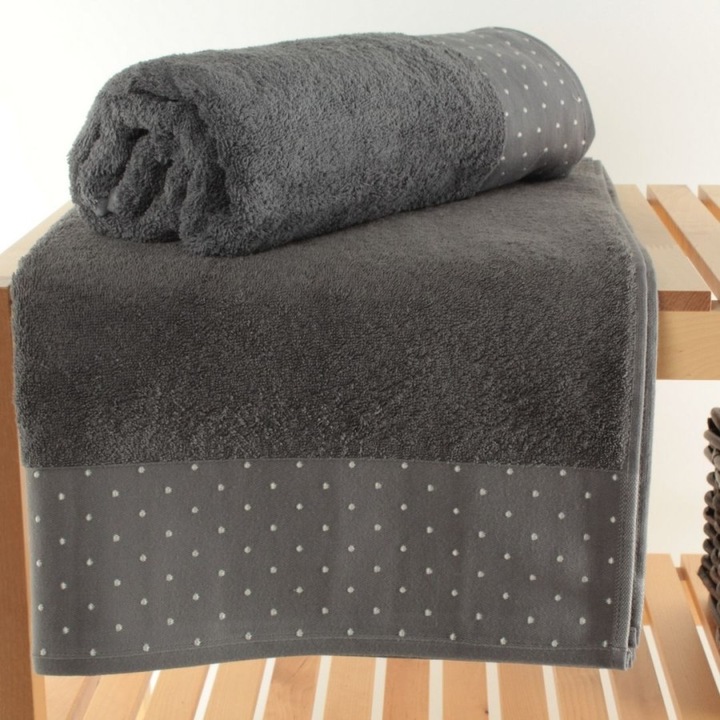 Set 2 Prosoape baie, Saheser, 70x140 cm, bumbac, gri antracit
