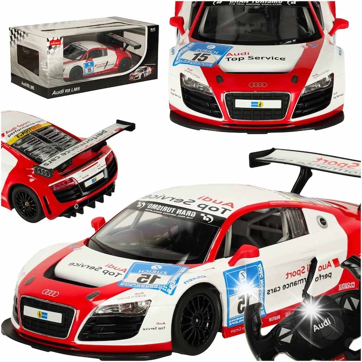 Masinuta RC Rastar Audi R8 LMS Performance 1:14, alb, 33x14,5x8,5cm, set cu controler