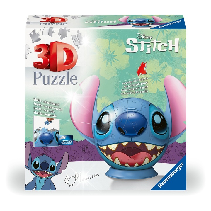 Puzzle 3D Ravensburger Disney Stitch, 17,5x22,3cm