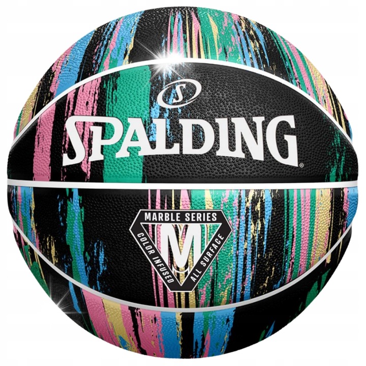 Minge de baschet Spalding Marble Ball, 7, multicolor, pentru exterior