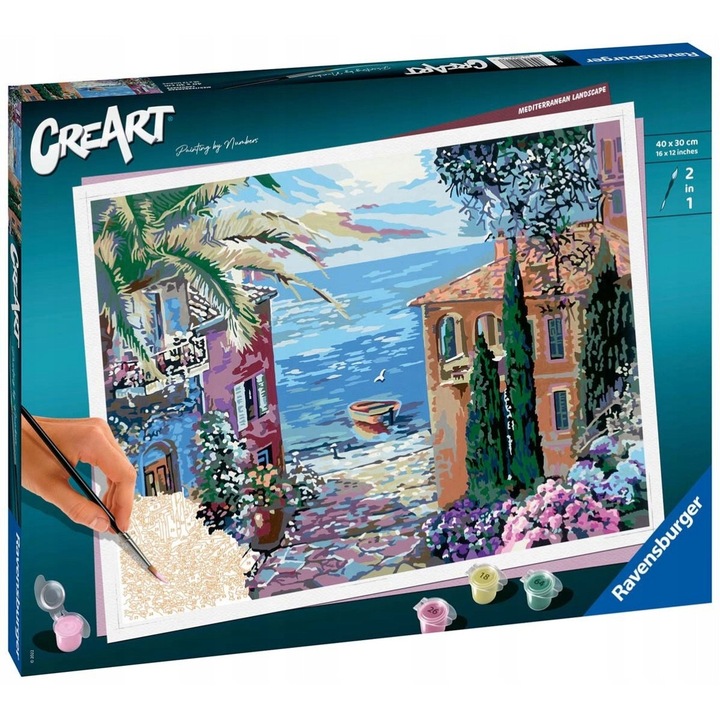 Set de pictura, Ravensburger, peisaj mediteranean, multicolor, set complet