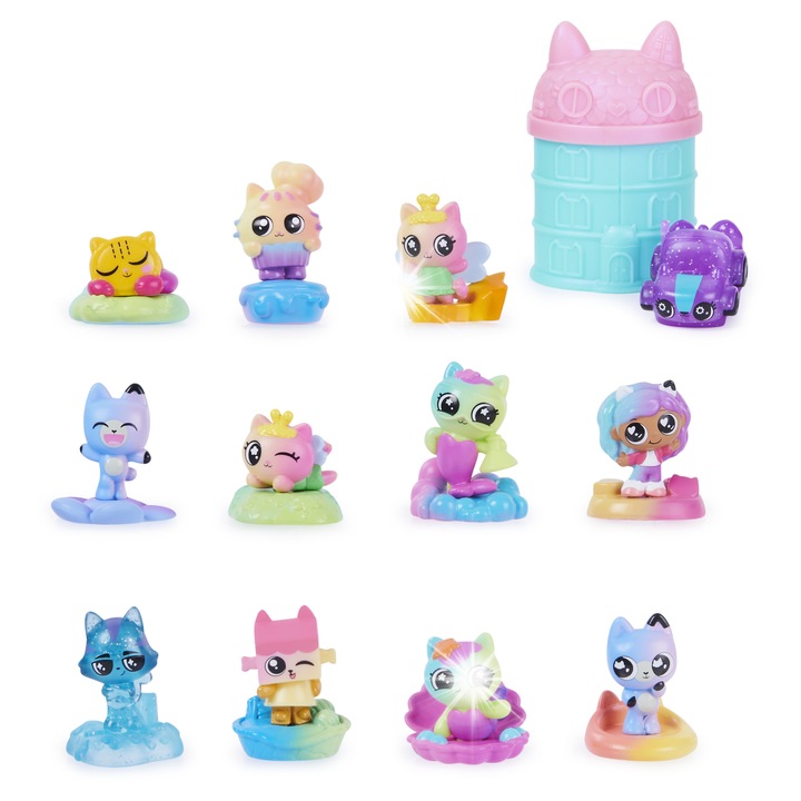 Комплект фигурки Котешка къщичка на Габи, 12 елемента, 3-4 см, многоцветни