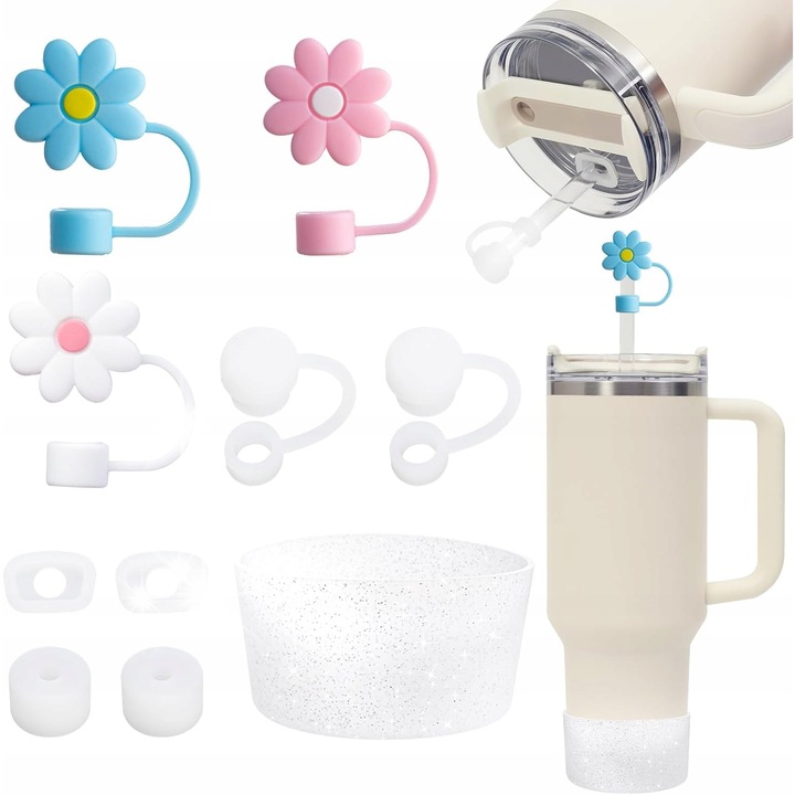 Комплект аксесоари за чаша Stanley, 6 силиконови тапи, 3 капака, защита против изтичане, многоцветен