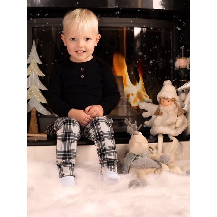 Pantaloni copii Nicol, carouri bej negru