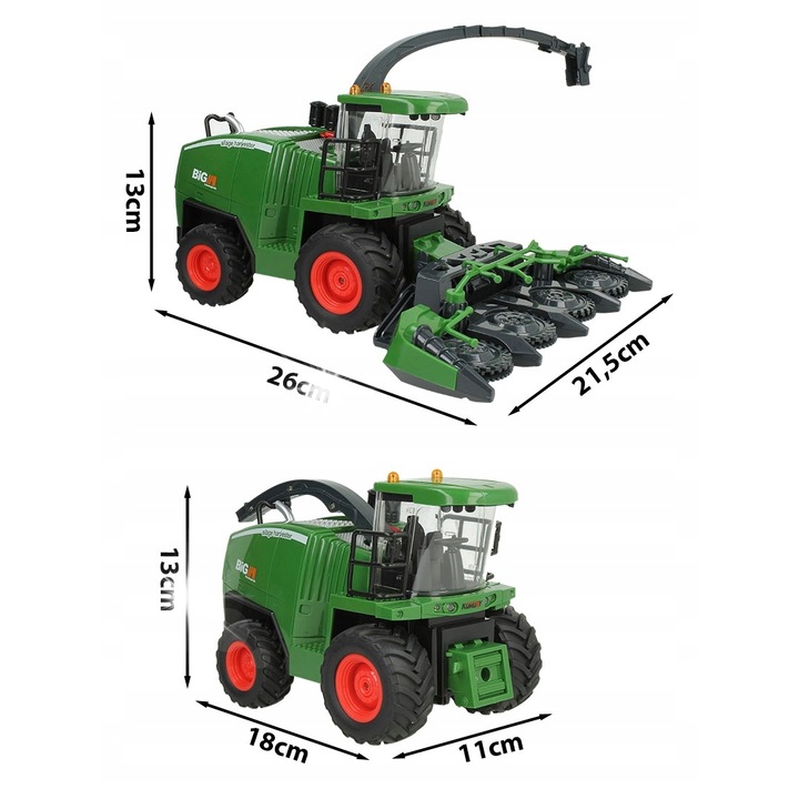 Комбайн с дистанционно управление Stator с хедер за царевица, димни ефекти, размери 21,5x13x26 см, 1:24