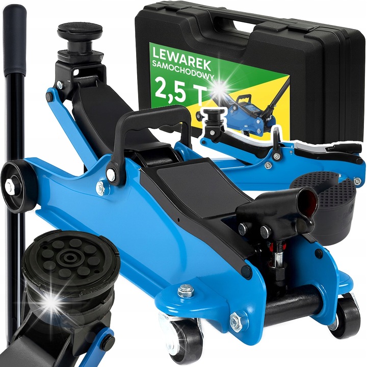 Elevator auto hidraulic niskoprofilat 2500 kg, Retoo, 85-365 mm, 55x23x16 cm, cu 2 adaptoare si cutie de depozitare